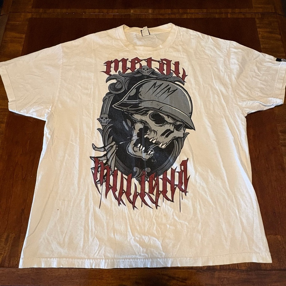 Metal Mulisha Skull Graphic T Shirt XXL White‎ Y2K Moto Streetwear Tee